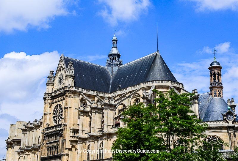 Saint-Eustache Church, which you can see from the rooftop terrace and bar at Hotel Madame Reve