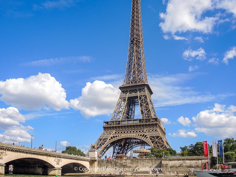The Eiffel Tower seen from a Seine River cruise boat