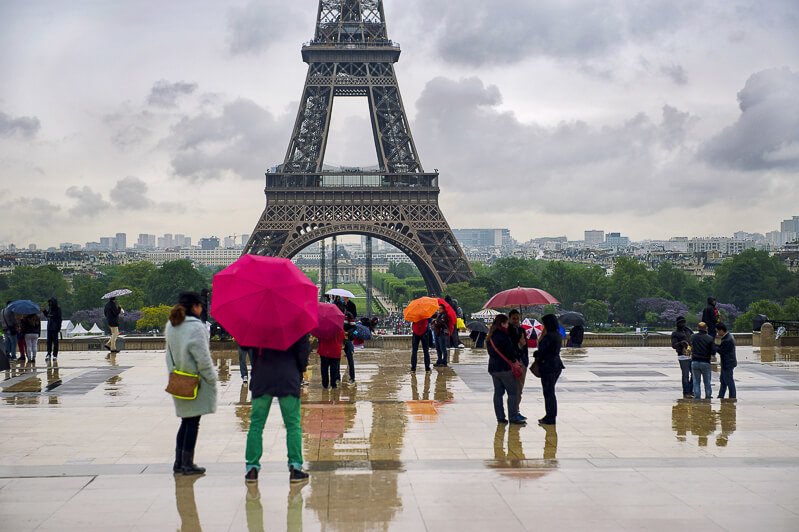 Eiffel Tower viewed from Trocadera on a rainy day in early May - Photo credit: AdobeStock
