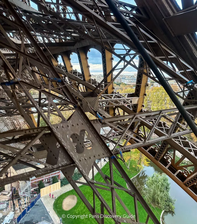 View from the Eiffel Tower's stairs between the ground and the 1st Level