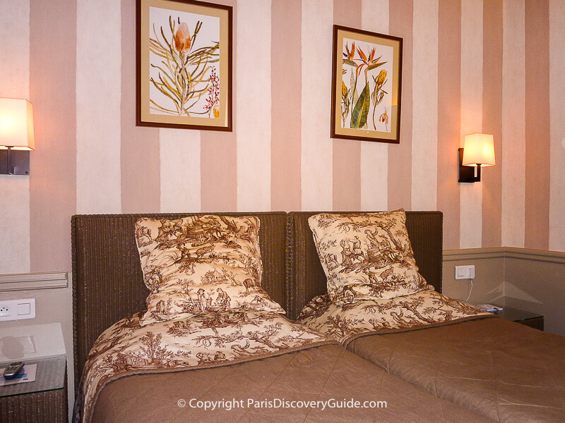 Guestroom at Hotel des Deux Iles on Ile Saint-Louis near Notre Dame Cathedral