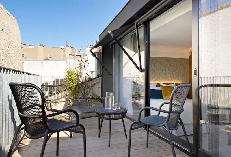 View from a guestroom terrace at Hotel Parister in the 9th Arrondissement