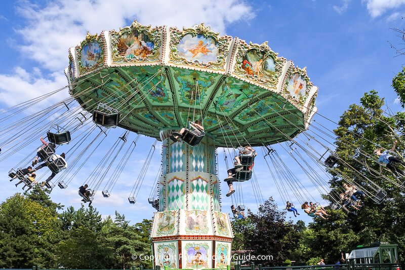 Amusement park at Jardin d'Acclimatation next to Louis Vuitton Foundation in July