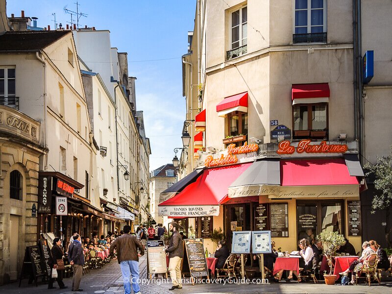 Restaurants on Rue Mouffetard and Rue du Pot de Fer in the Latin Quarter Restaurants on Rue Mouffetard and Rue du Pot de Fer in the Latin Quarter