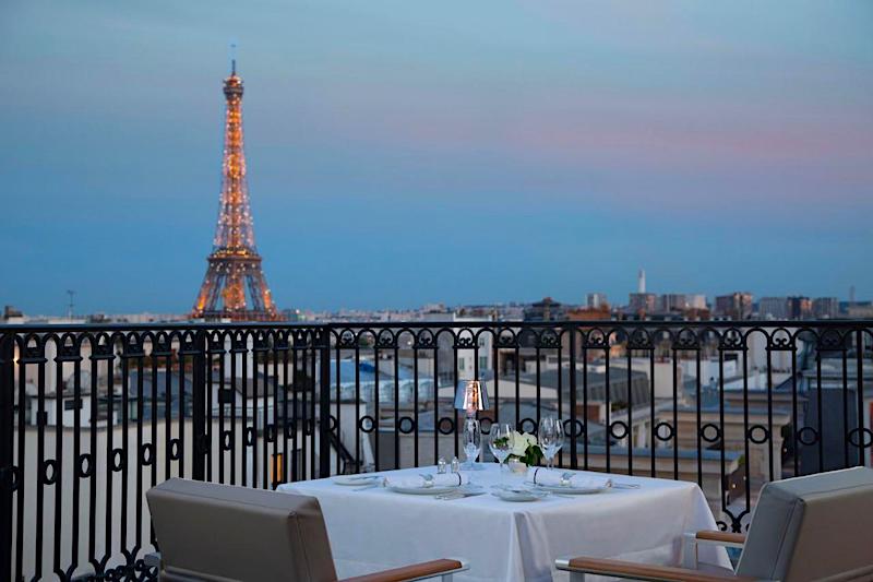 Rooftop restaurant view at the Peninsula Paris