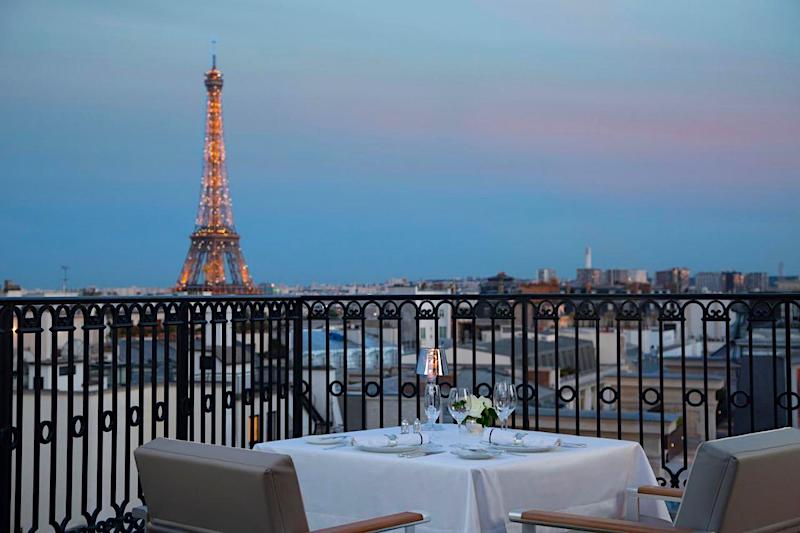 Eiffel Tower views from the rooftop bar at The Peninsula