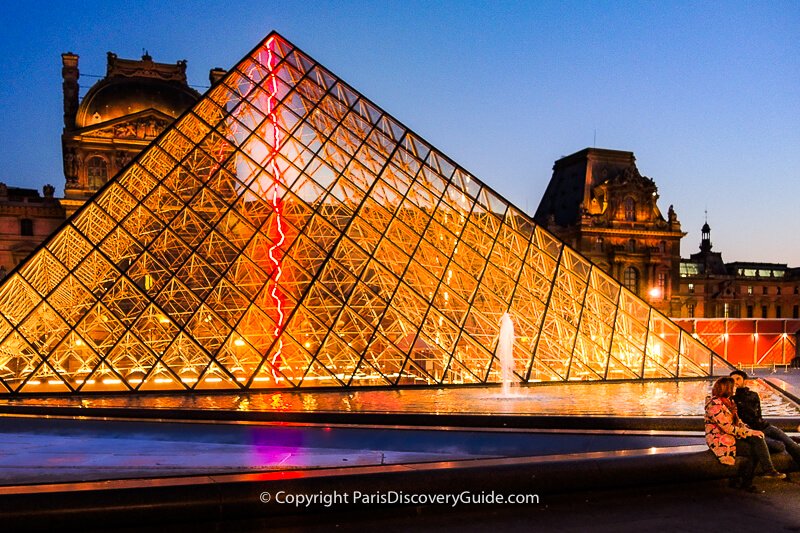 Glass pyramid designed by Chinese-American architect I. M. Pei in the Louvre Museum's Cour Napoléon courtyard