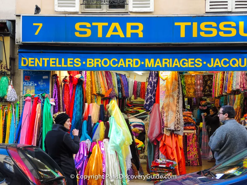 Fabric store on Rue Livingstone in Montmartre specializing in fabrics for marriage and other ceremonies