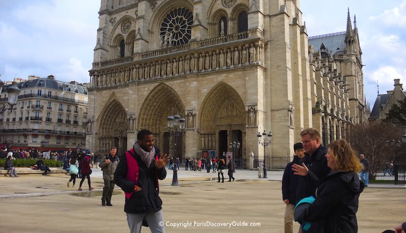 Paris in early February in front of Notre Dame