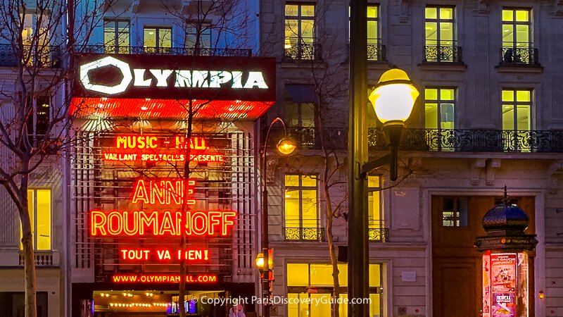 L'Olympia concert hall in Paris 9th arrondissement