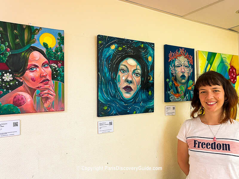 Artist Jelena Petkovic and her paintings at Open Studios in Paris's Belleville neighborhood