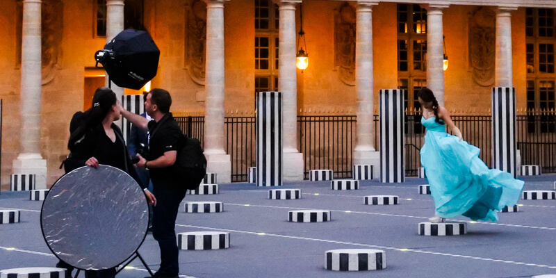 Palais Royal in Paris - fashion photograhy shoot during Paris Fashion Week