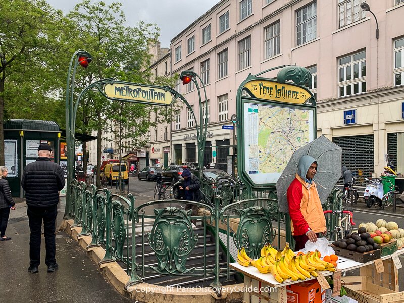 Fruit vendor next to Pere Lachaise Cemetery in early March