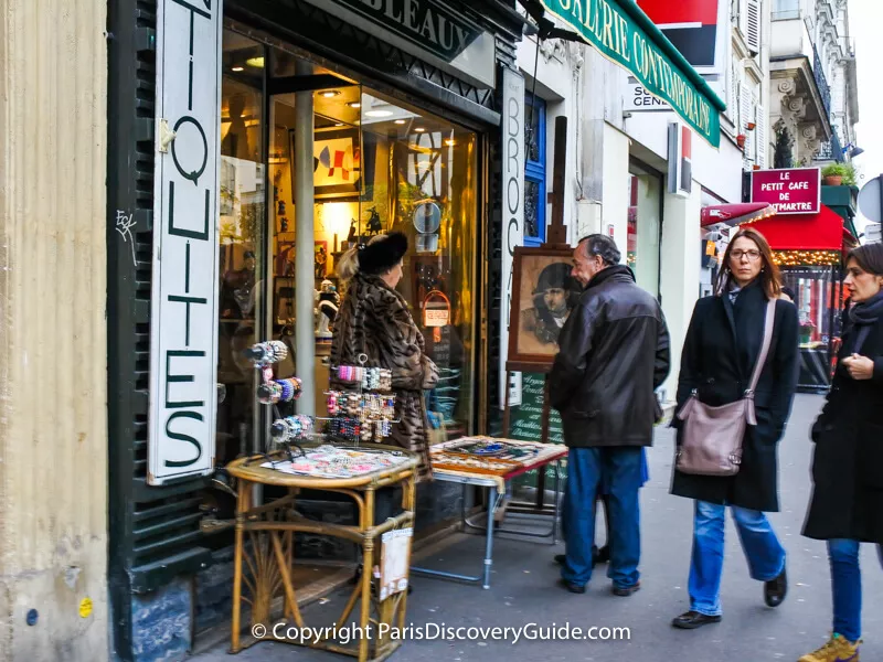 Antique and vintage shop on Rue des Abbesses in Montmartre, Paris