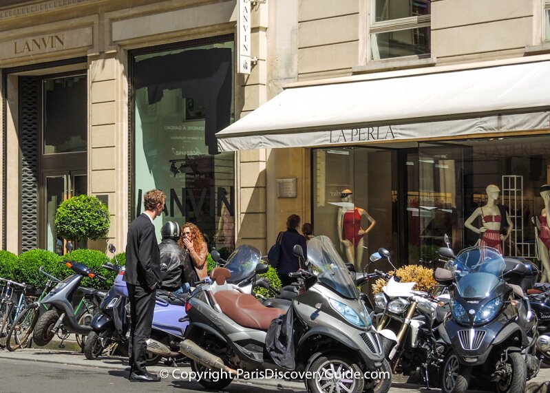 Lanvin and La Perla boutiques on Faubourg Saint-Honoré in Paris's 8th arrondissement