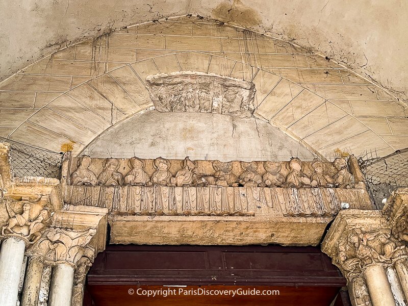 12th century lintel over the door at Eglise Saint-Germain-des Prés 