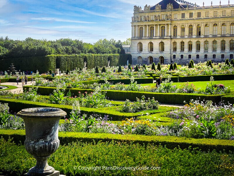 View of formal gardens at Palace of Versailles