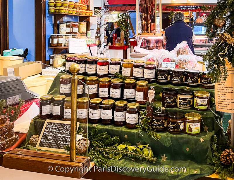 Alsatian fruit jams and jars of honey 