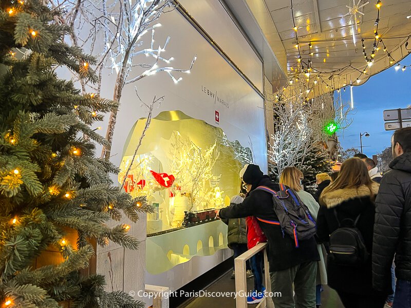 Christmas window display at BHV near Hotel de Ville