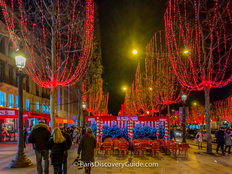 Christmas lights along Champs Elysees in Paris