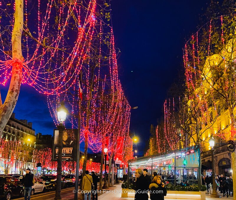 Christmas lights along Champs Elysees in Paris