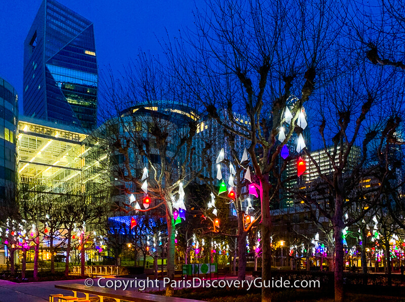 Lighted Christmas decorations at La Defense, Paris Lighted Christmas decorations at La Defense, Paris