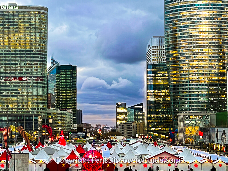 Lighted Christmas decorations at La Defense, Paris Lighted Christmas decorations at La Defense, Paris