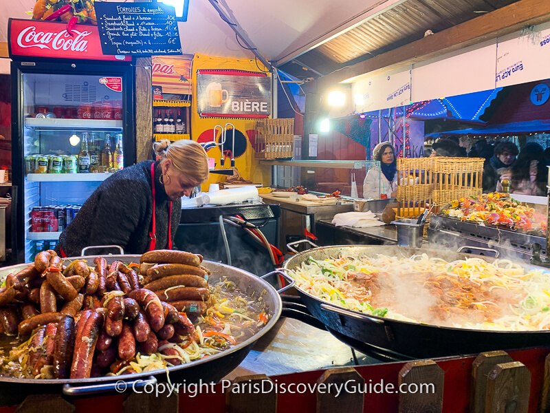 Sausages and otherBavarian specialties at the La Defense Christmas Market 