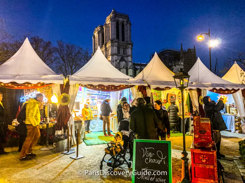 Christmas Market across from Notre Dame Cathedral in Paris