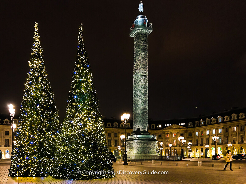 Christmas lights in Place Vendome in Paris