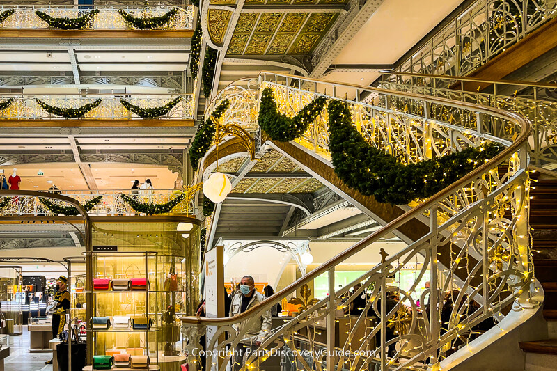 Christmas decorations inside La Samaritaine Christmas decorations inside La Samaritaine
