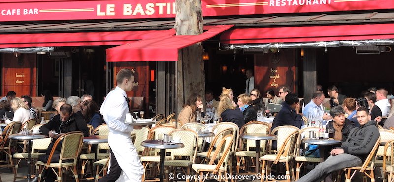 Cafe across from the Place de la Bastille, in Paris's 11th Arrondissement Cafe across from the Place de la Bastille, in Paris's 11th Arrondissement