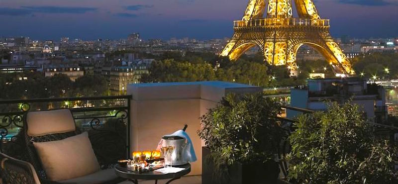 View of the Eiffel Tower from guestroom at Shangri-La Paris Hotel View of the Eiffel Tower from guestroom at Shangri-La Paris Hotel