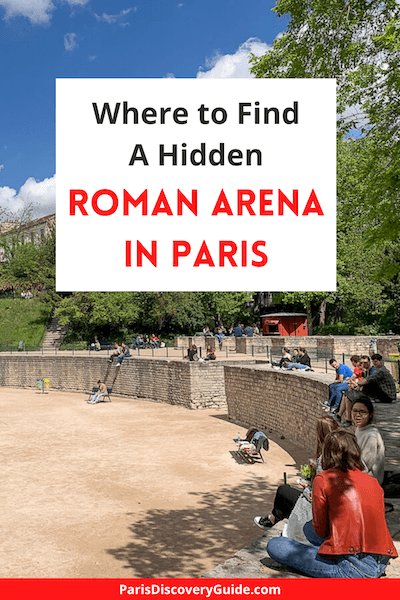 Parisians relaxing on the wall surrounding Arenes de Lutece, 1st century AD Roman arena